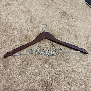 Bridal Brown Wooden Bride Hanger for Wedding Dress Cursive